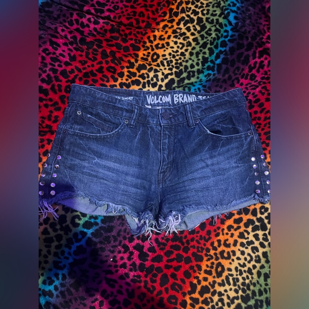 Vintage Volcom shorts with circle studs on the sides